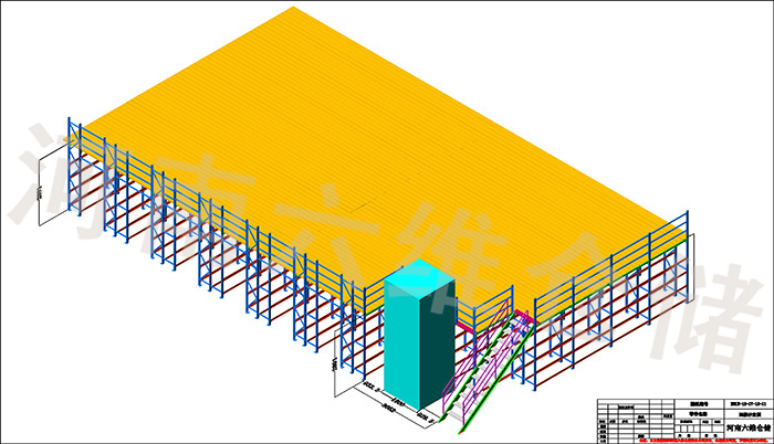 矿产行业阁楼货架立体效果图