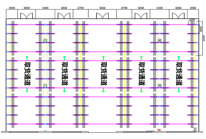 悬臂货架仓储方案平面效果图